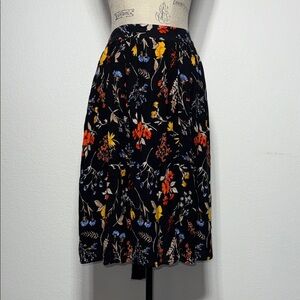 Floral Black Midi Skirt